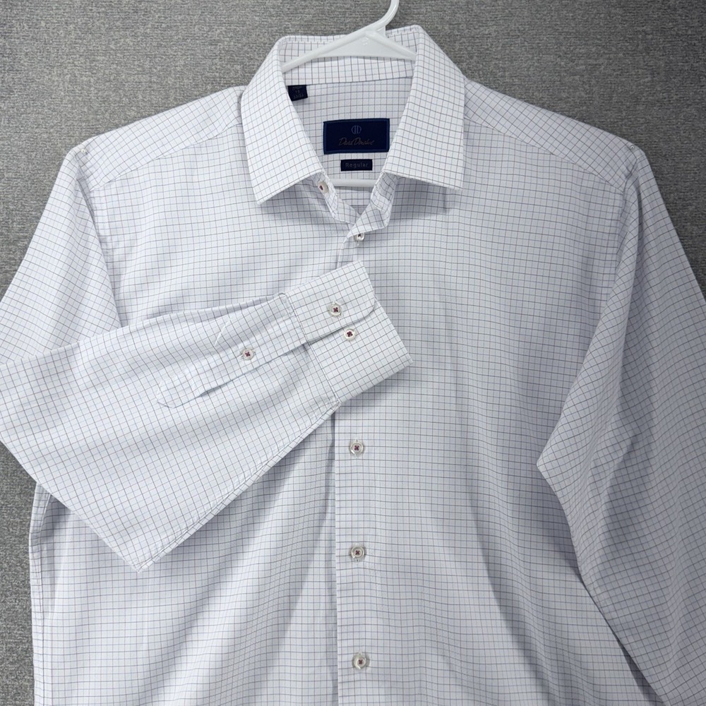David Donahue Regular Dress Shirt Men Size 16 32/33 White Long Sleeve Button Up